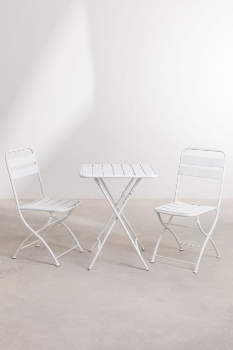 Folding Table Set (60X60 cm) & 2 Folding Chairs Janti - White
