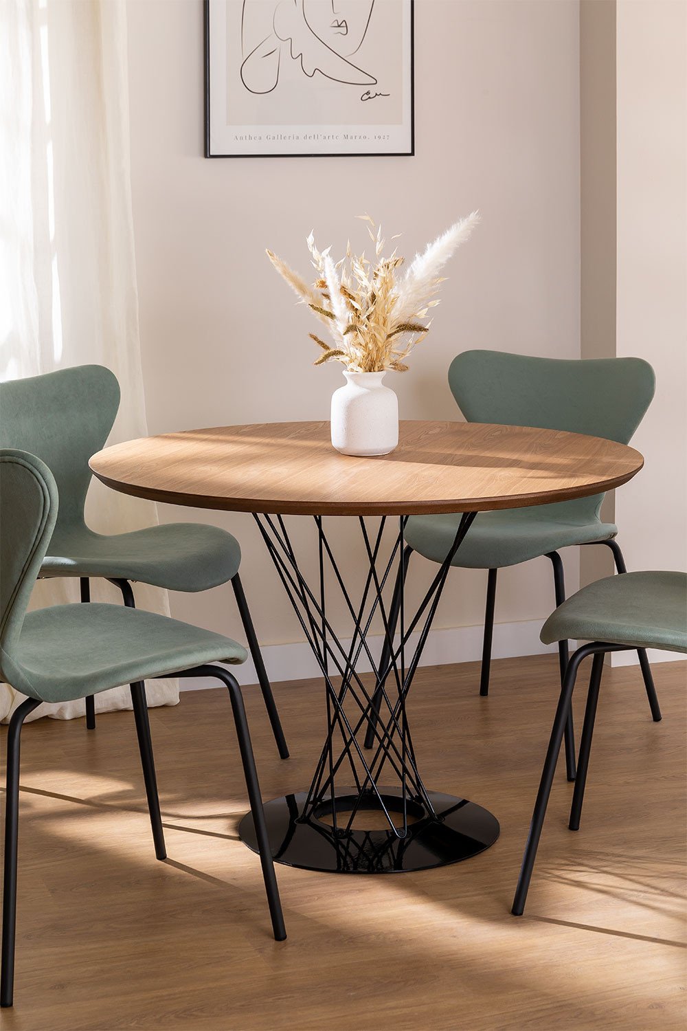 Round MDF Dining Table & Steel (Ø100 cm) Laho, gallery image 1