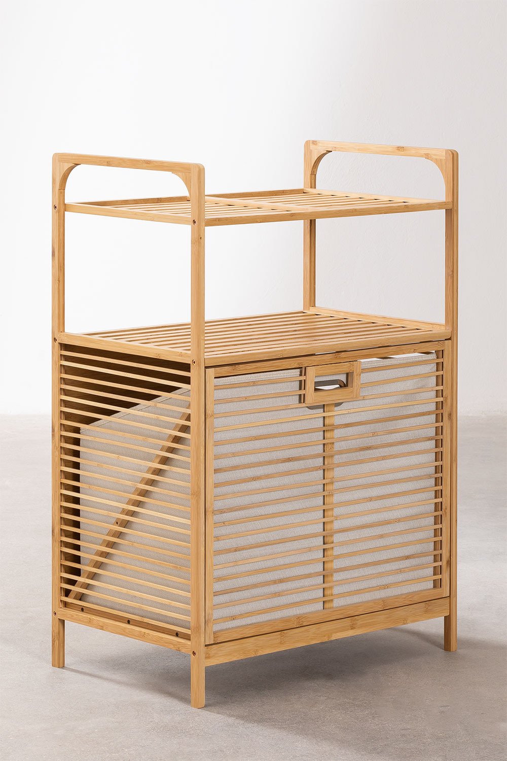 Bamboo Laundry Basket with Shelf Lauren, gallery image 2