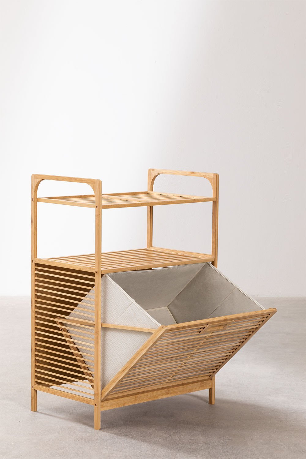 Lauren Bamboo Laundry Hamper with Shelf, gallery image 4