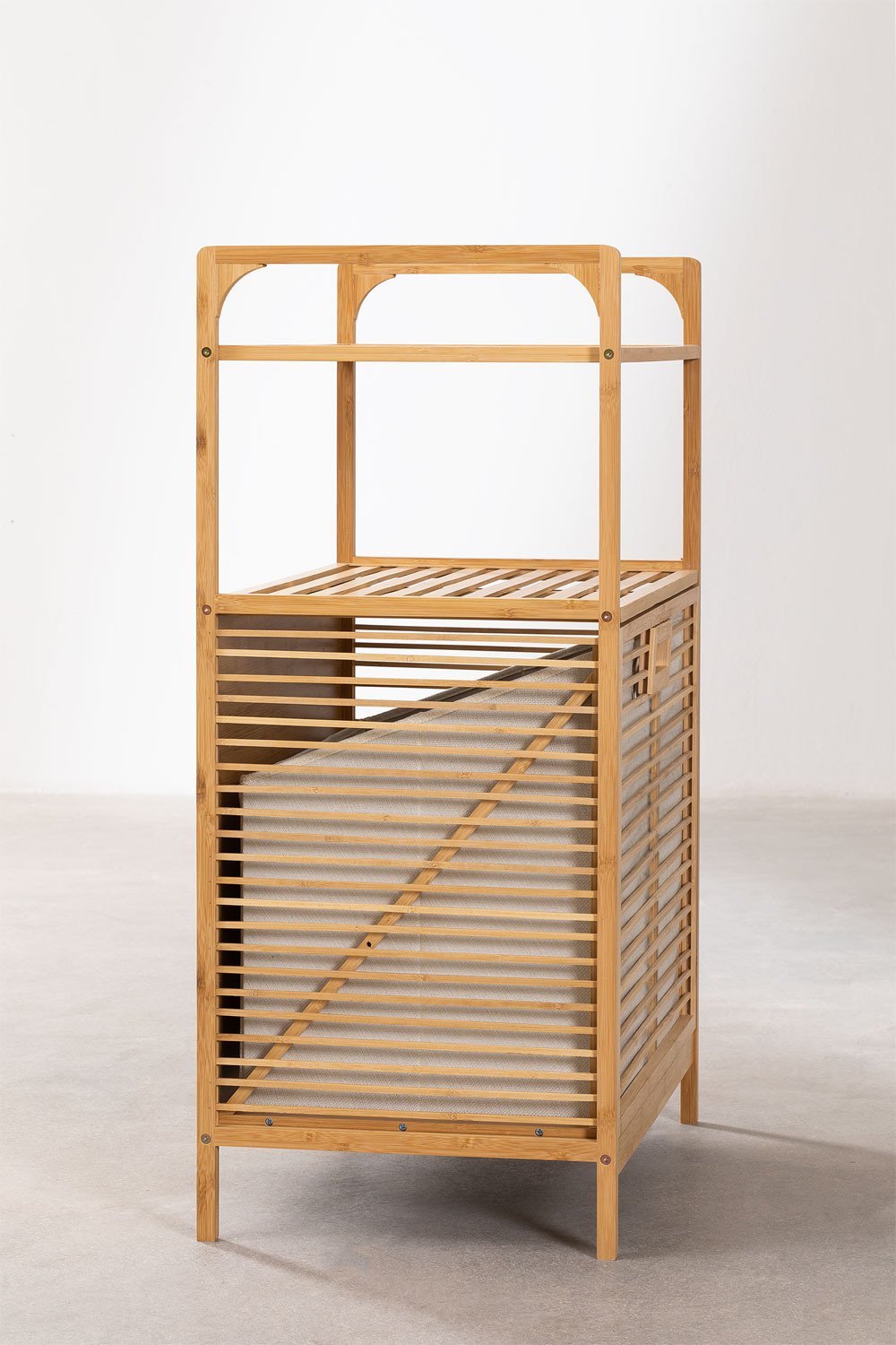 Lauren Bamboo Laundry Hamper with Shelf, gallery image 5