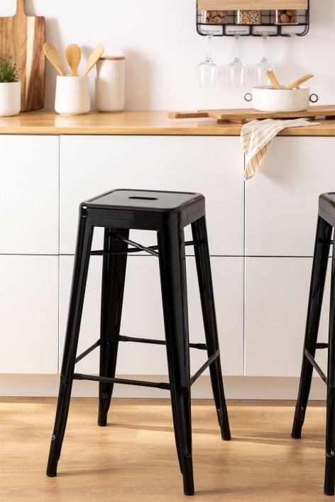 High stool 75 cm in black steel Lix