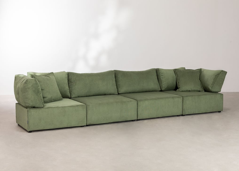 Kata 4 pcs corduroy modular sofa with 2 corner pieces , gallery image 1