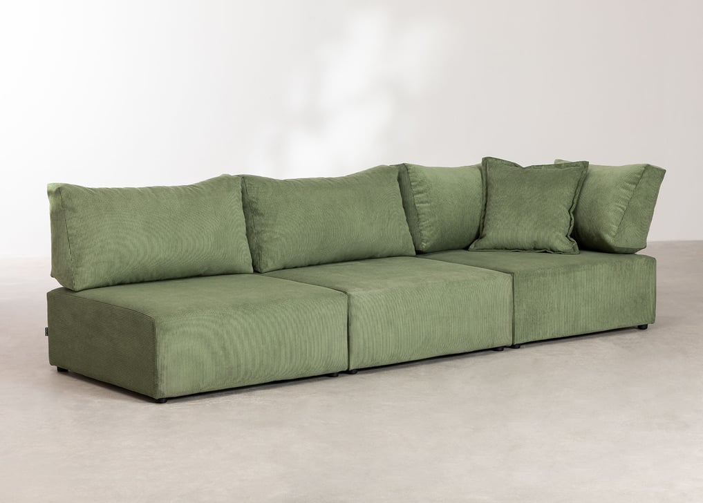 Kata 3pcs corduroy modular corner sofa , gallery image 1