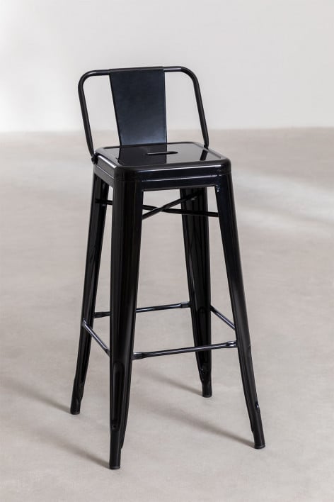 LIX steel high stool with backrest