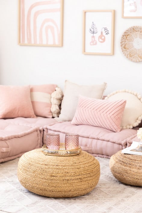 Round Jute Pouffe Pilew