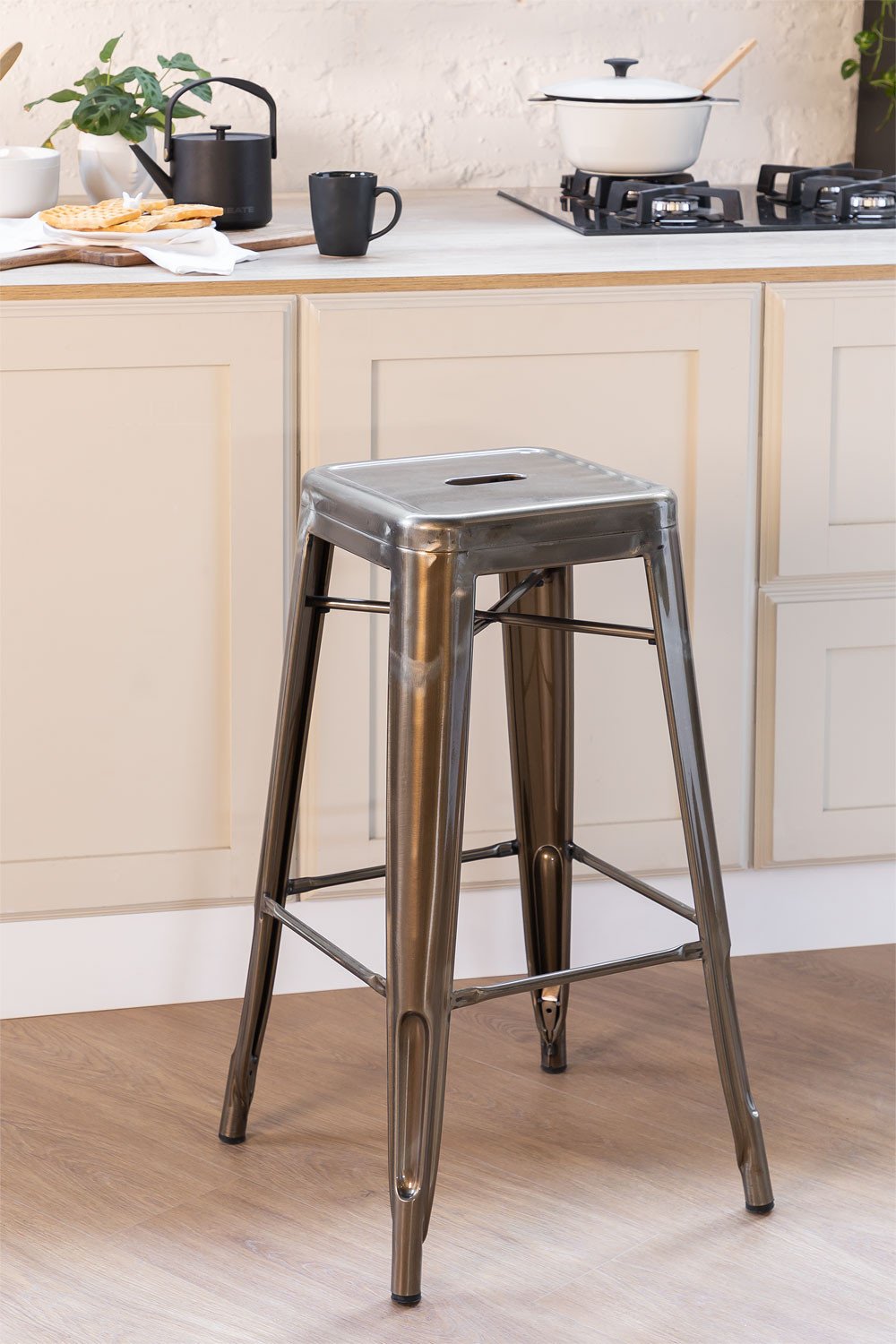 Brushed Steel High Stool LIX, gallery image 1