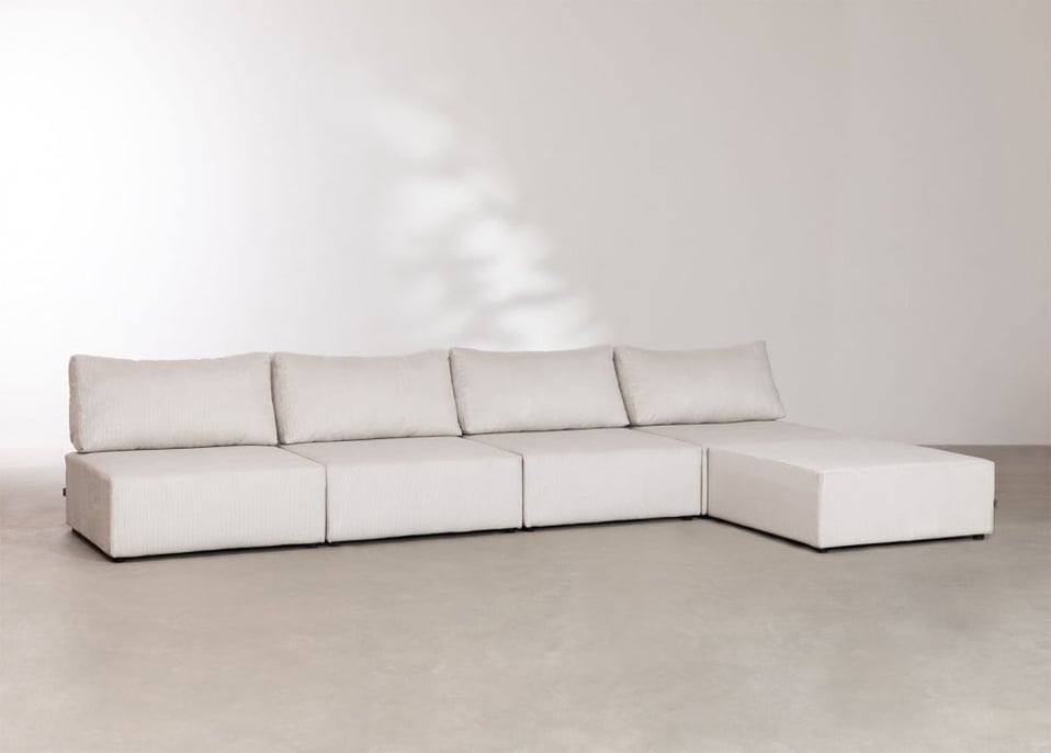 Kata 4 pcs corduroy modular sofa & pouffe