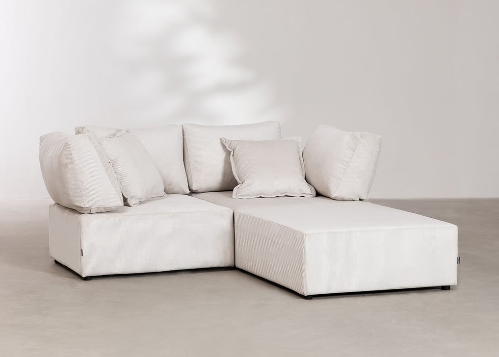 Kata corduroy modular sofa with 2 corner pieces & pouffe , gallery image 1
