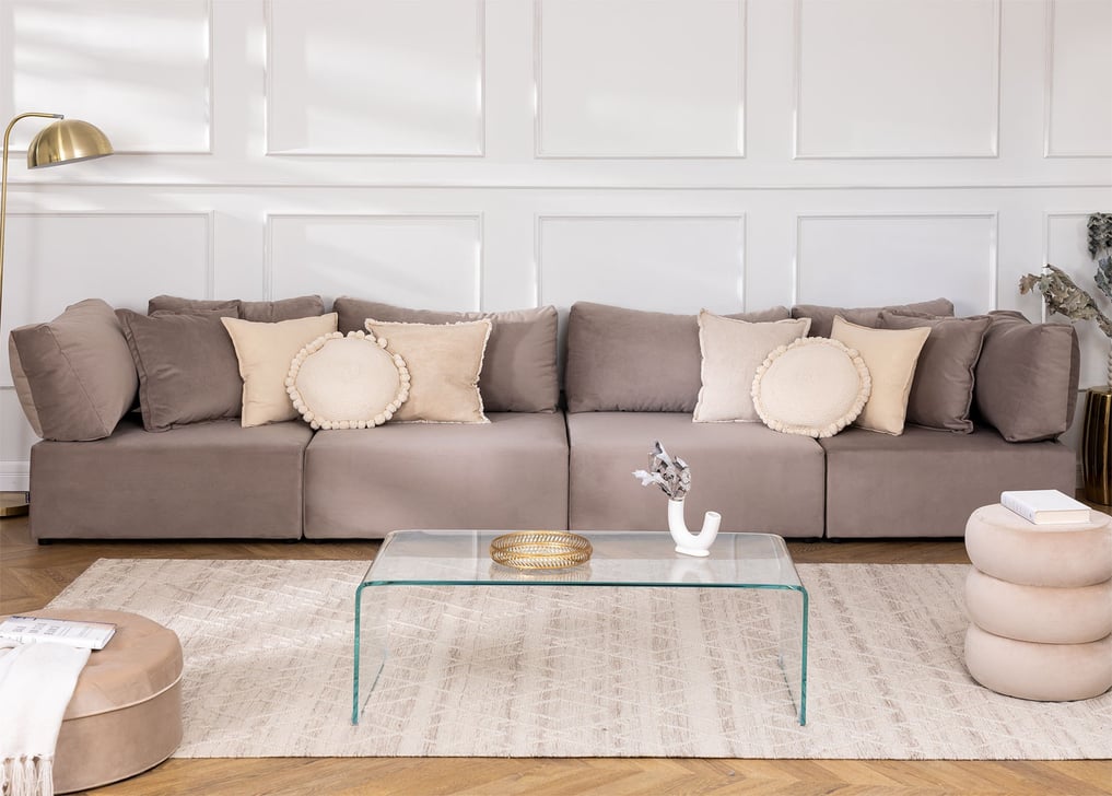 Kata 4 pcs velvet modular sofa with 2 corner pieces , gallery image 1