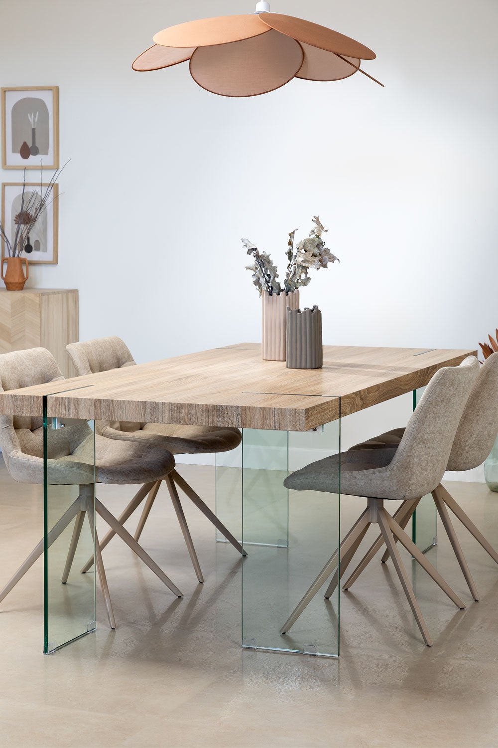 MDF Rectangular Dining Table with Glass legs Kali , gallery image 1