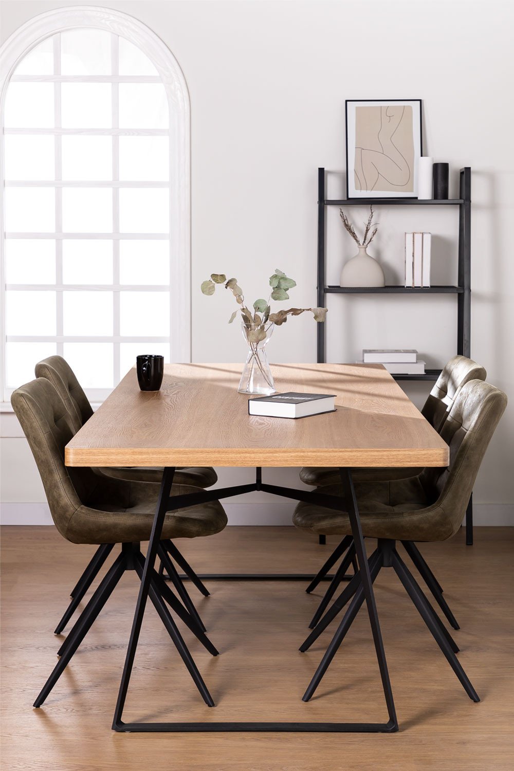 MDF & Metal Dining Table (200 x 90 cm) Inma, gallery image 1