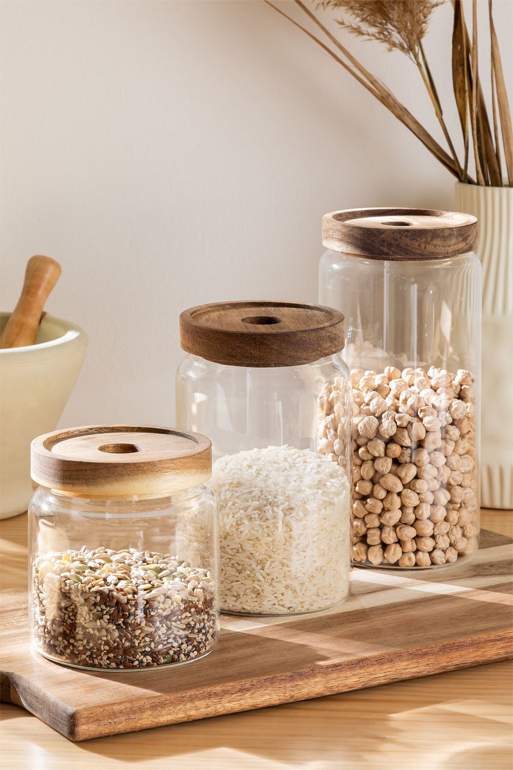 Set of 3 Glass Jars Anwas SKLUM