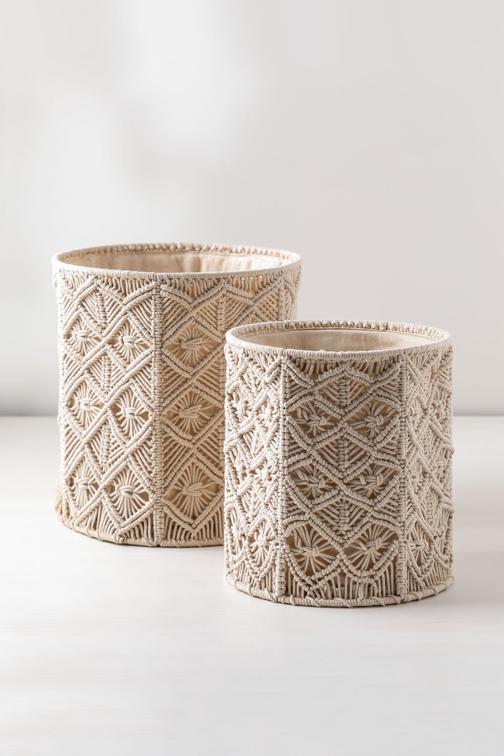 Set of 2 Macramé Decorative Baskets Bylko - SKLUM