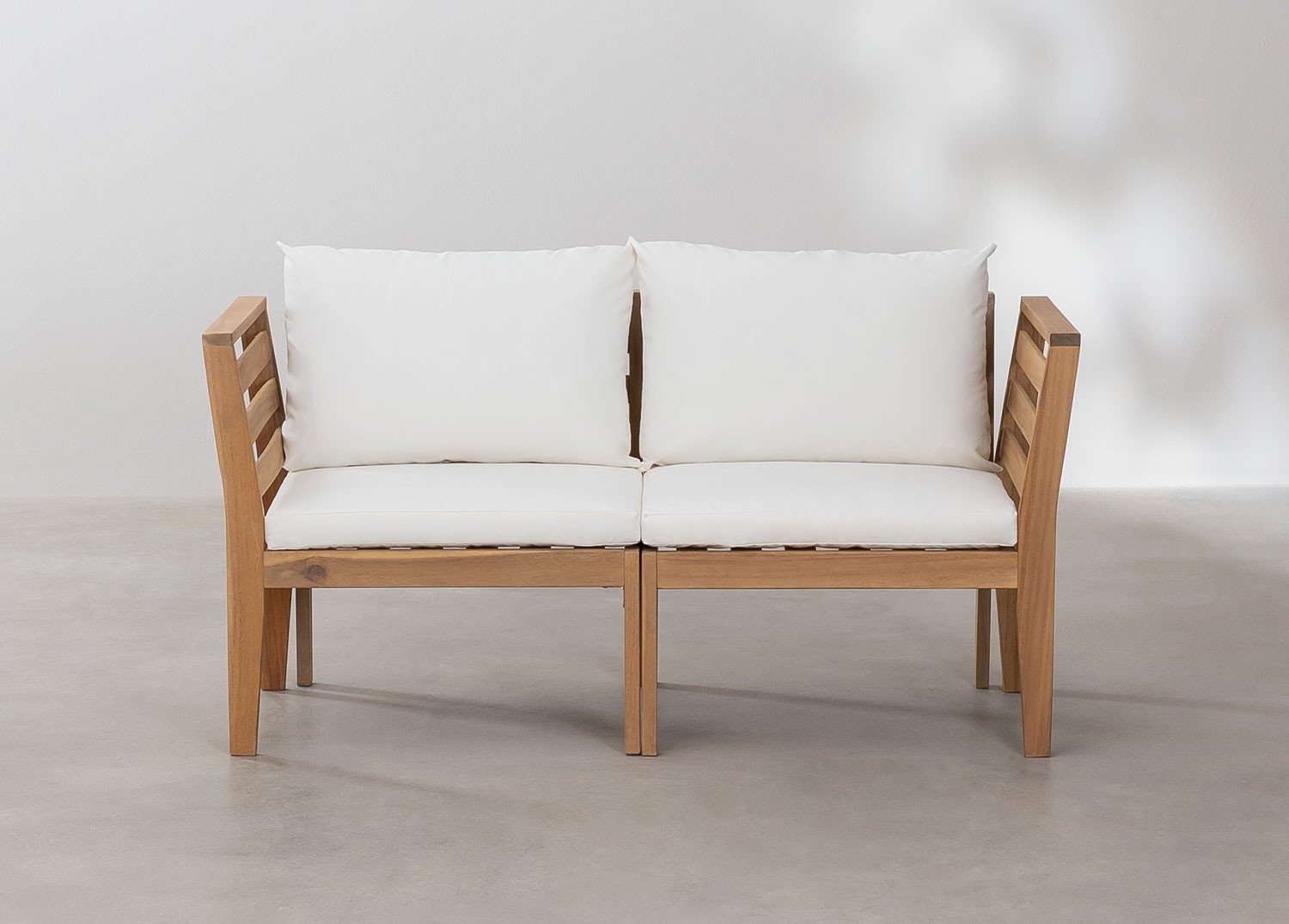 Filips 2-piece modular garden sofa with armrests in acacia wood, gallery image 3