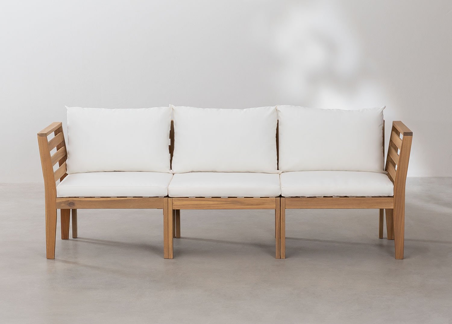 Filips 3-piece modular garden sofa with armrests in acacia wood, gallery image 3