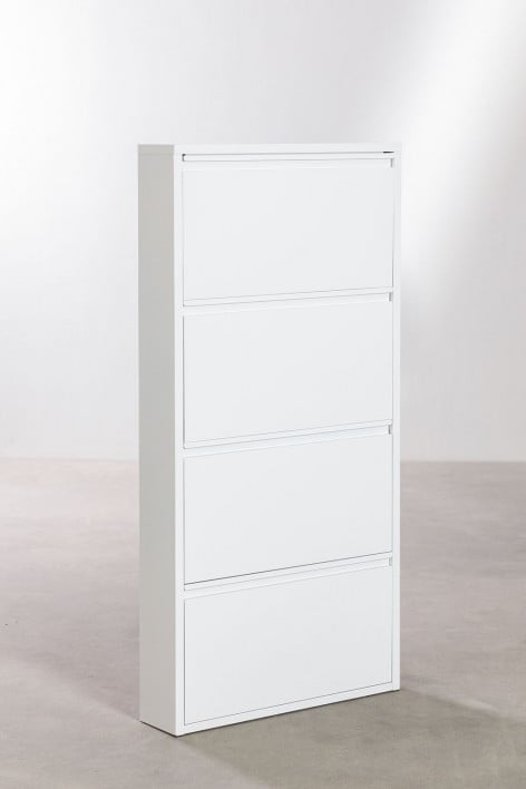 Logan Metal Shoe Cabinet - White