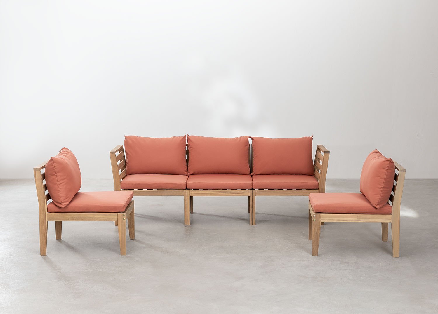 5-Piece Modular Garden Sofa with Armrests in Acacia Wood Philips, gallery image 2