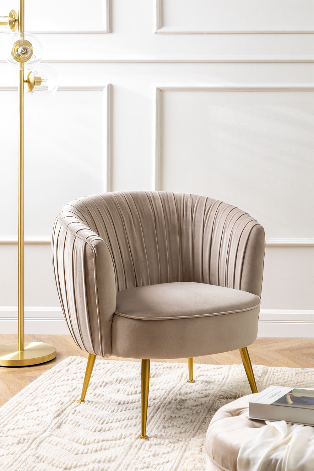 Gold velvet online armchair