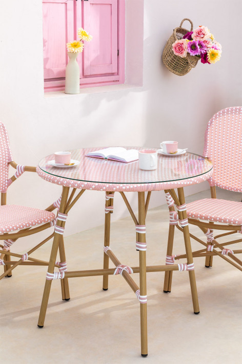 small pink garden table