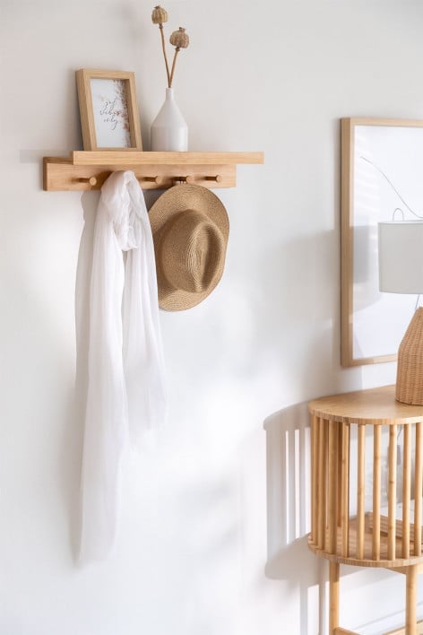 Bamboo Wall Shelf- Coat Rack Dareija