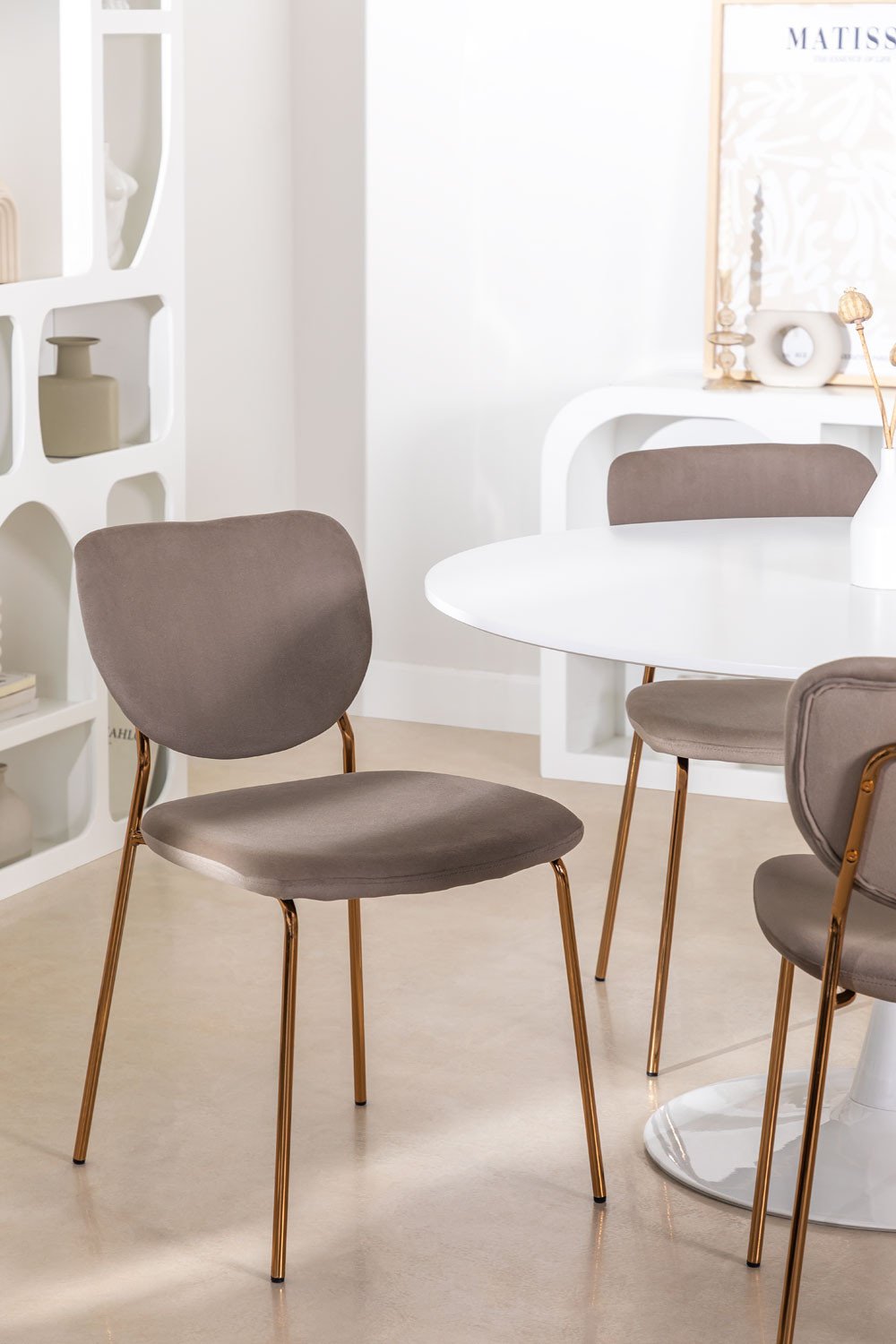 Metallic Upholstered Velvet Dining Chair Taris , gallery image 1