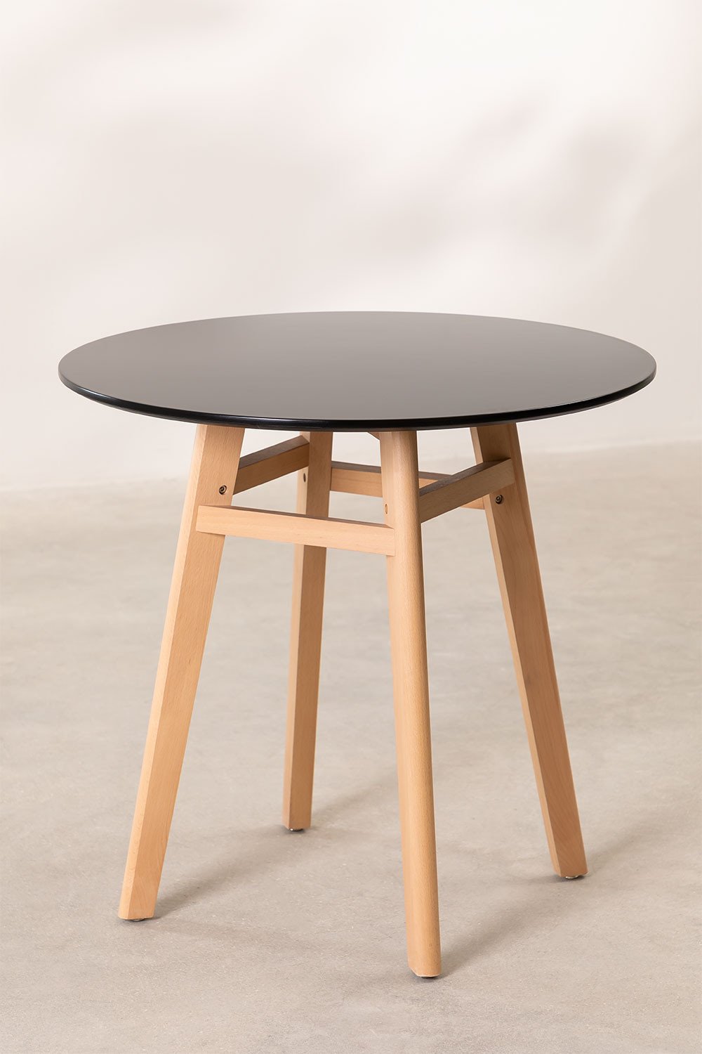 Round MDF & Beech Wood Dining Table Ø80 Scand Nordic, gallery image 1