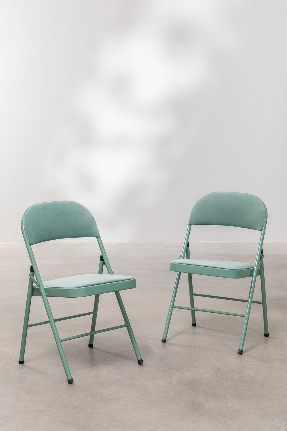 Keiren Pack of 2 Velvet Foldaway Chairs, gallery image 1