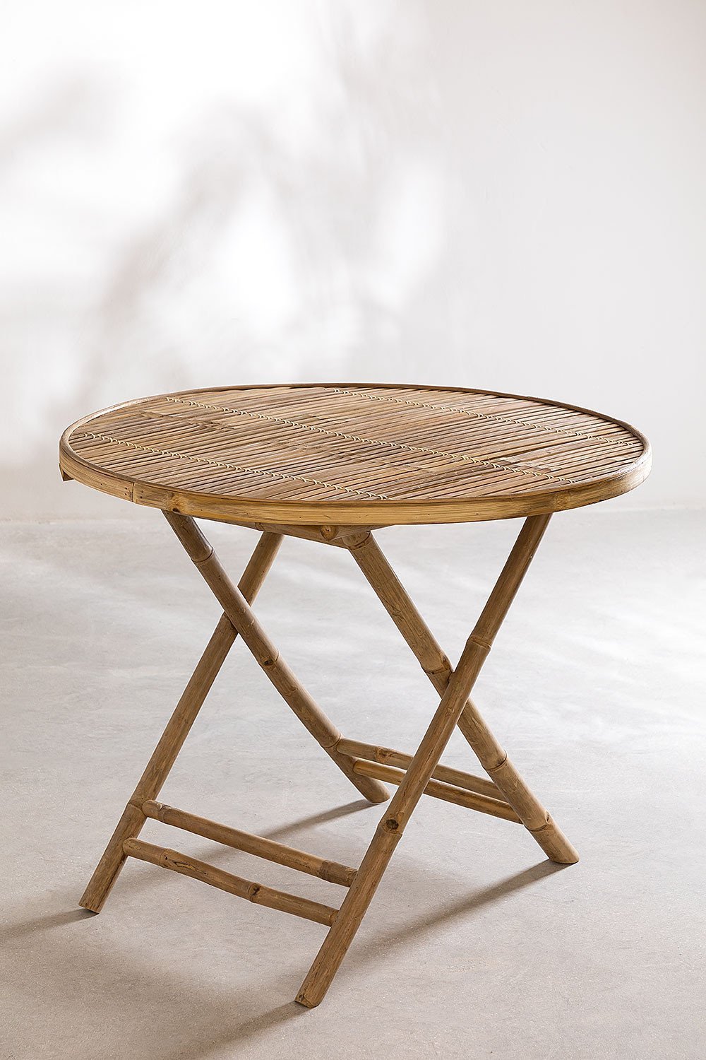 Round Folding Bamboo Garden Table (Ø90 cm) Lipe, gallery image 2