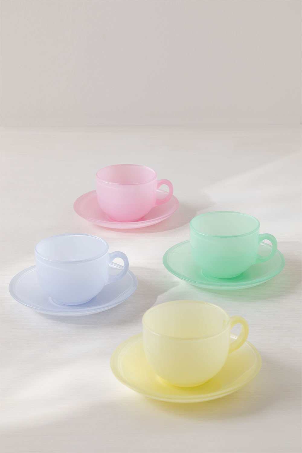 Pack of 4 Glass Coffee Cups & Saucers 15 cl Ainara SKLUM