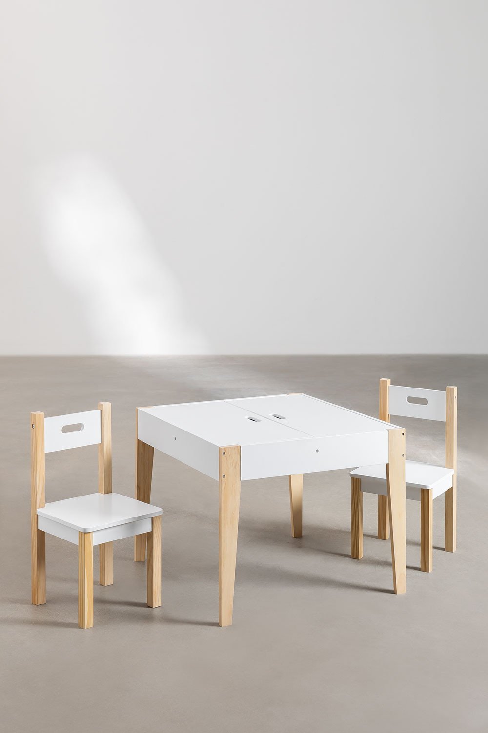 Belfy Kids MDF and Pine Wood Slate Table Set with Storage and 2 Chairs, gallery image 3