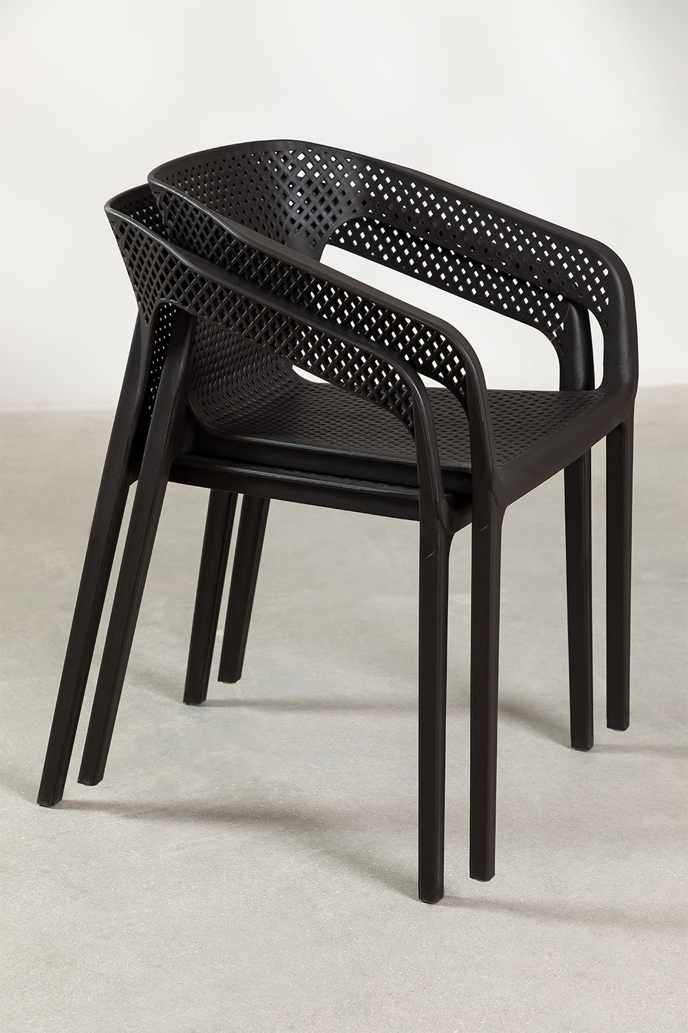 Pack of 4 Stackable Outdoor Chairs with Armrests Frida SKLUM