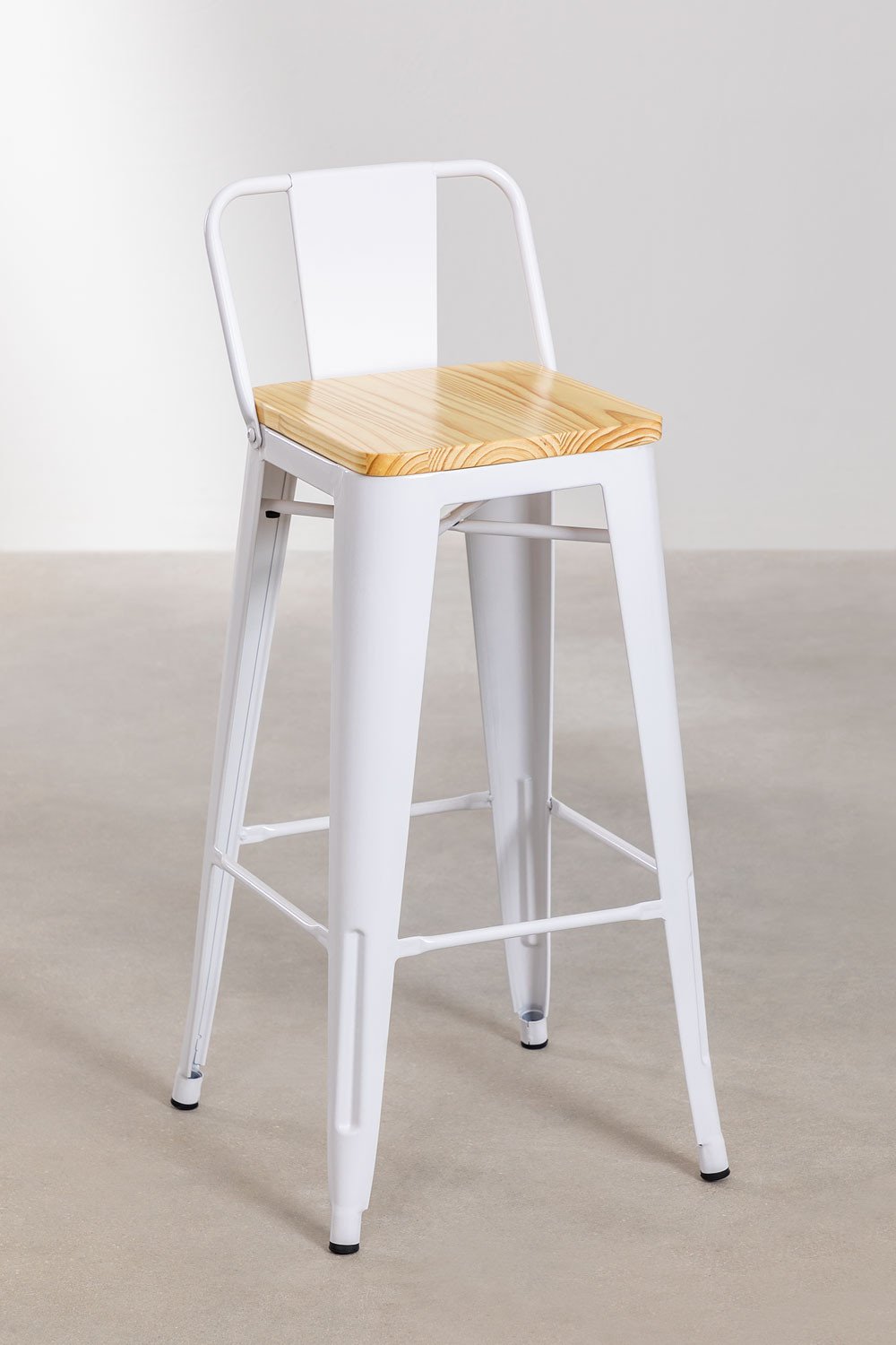 High Stool with backrest  LIX WOOD, gallery image 1