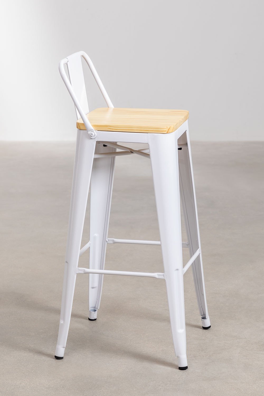 High Stool with backrest  LIX WOOD, gallery image 2