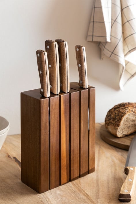 Set of Kitchen Knives with Wooden Block Espe
