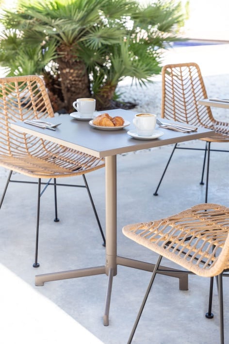 Dely 60x60 cm square bar table, foldable and convertible into 2 heights, made of steel