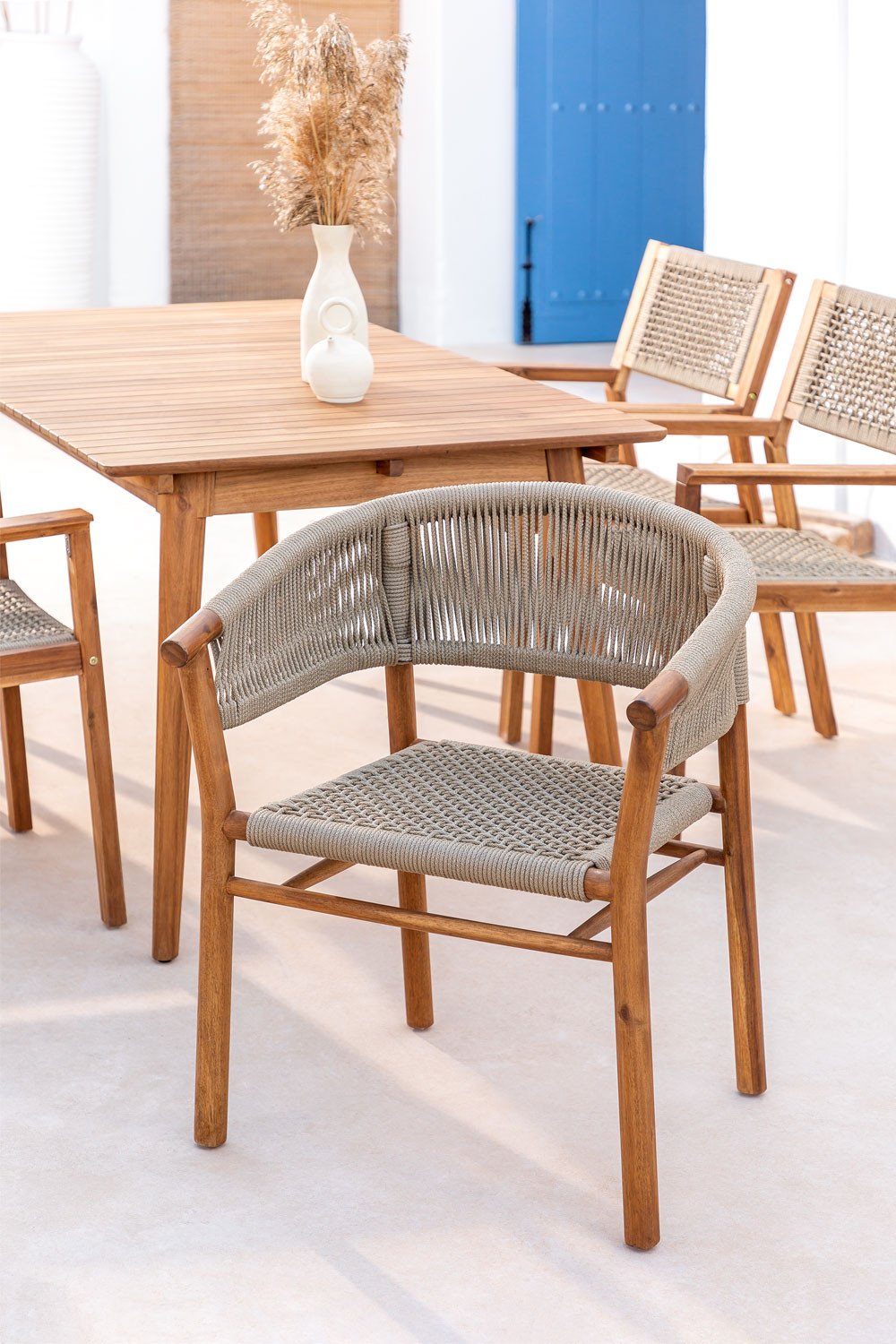 Tenay Supreme pack of 4 wooden garden chairs with armrests , gallery image 1