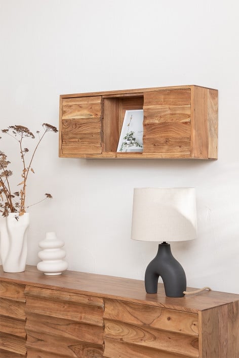 Petter acacia wood wall shelf
