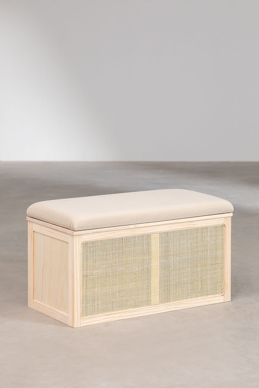 Trunk with Cushion in Rattan and Reyna Wood, gallery image 2