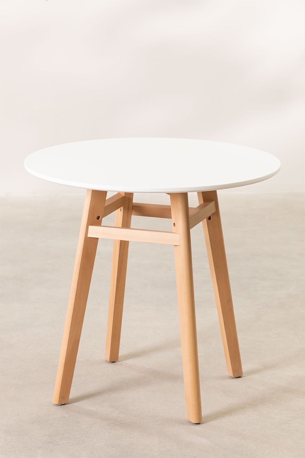 Round MDF & Beech Wood Dining Table Scand Nordic, gallery image 2