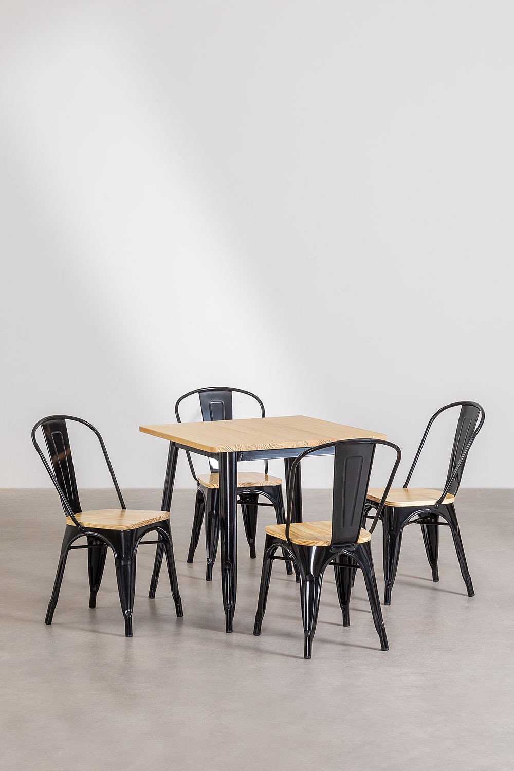 Pack of LIX Wood Table (80x80) and 4 LIX Wood Chairs , gallery image 2