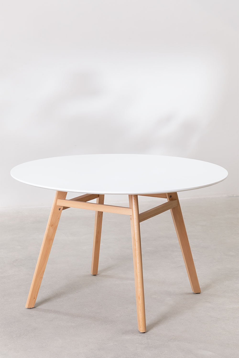 Round MDF & Beech Wood Dining Table Scand Nordic, gallery image 2