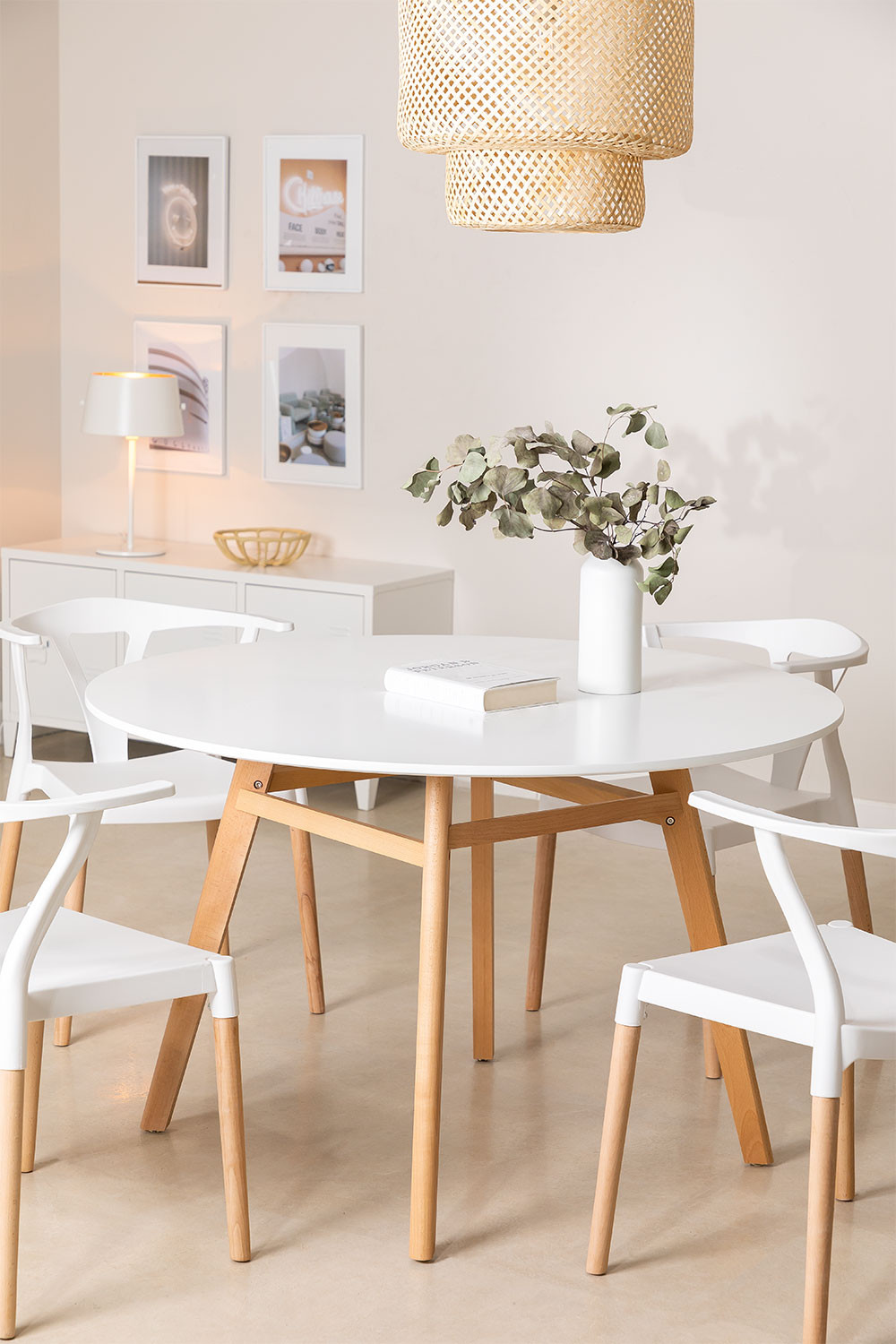 round beech dining table and chairs