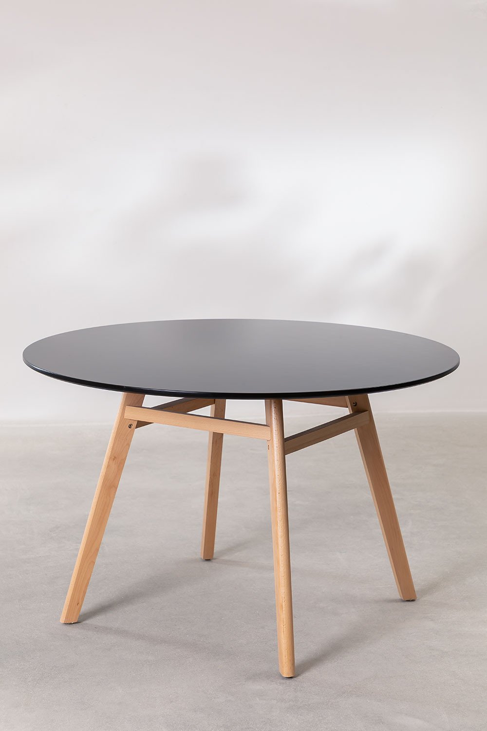 Round MDF & Beech Wood Dining Table Scand Nordic, gallery image 2