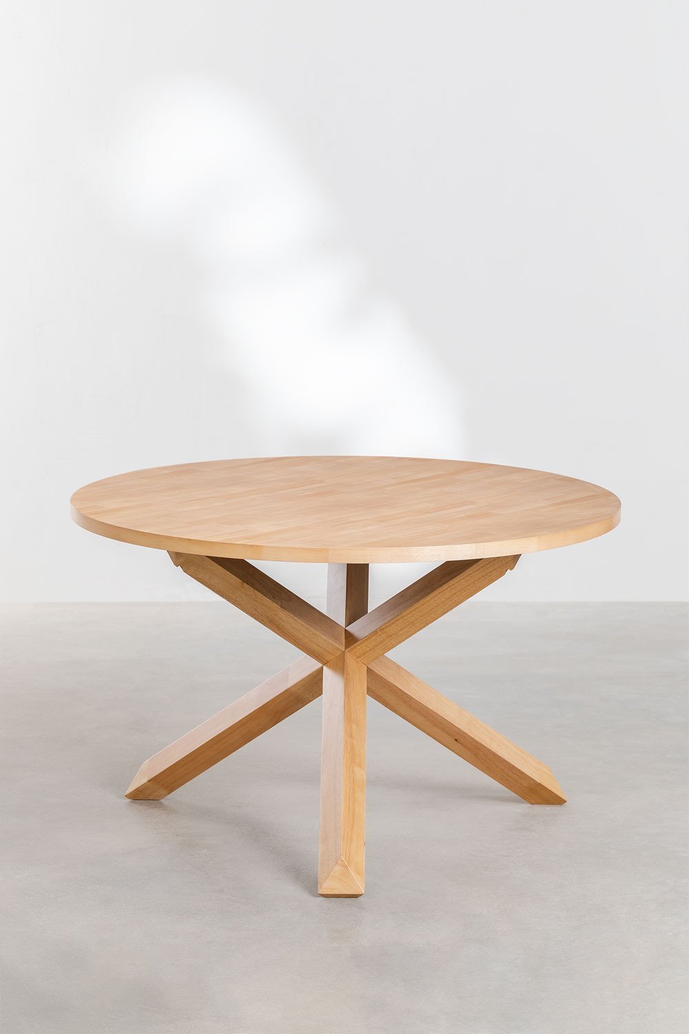 Mieren Round Dining Table Set (Ø120 cm) and 4 Chairs with Armrests in Ash Wood and Rattan Lali Style, gallery image 3