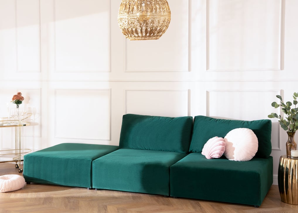 Kata 2 pcs velvet modular sofa & pouffe , gallery image 1