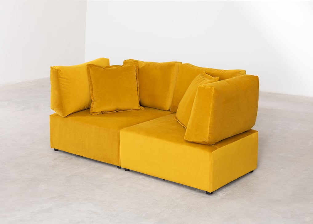 Kata 2 pcs velvet modular sofa with 2 corner pieces, gallery image 1