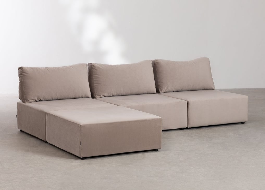 Kata 3 pcs velvet modular sofa & pouffe , gallery image 1