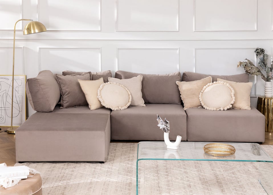 Kata 3 pcs modular corner sofa with Pouffe