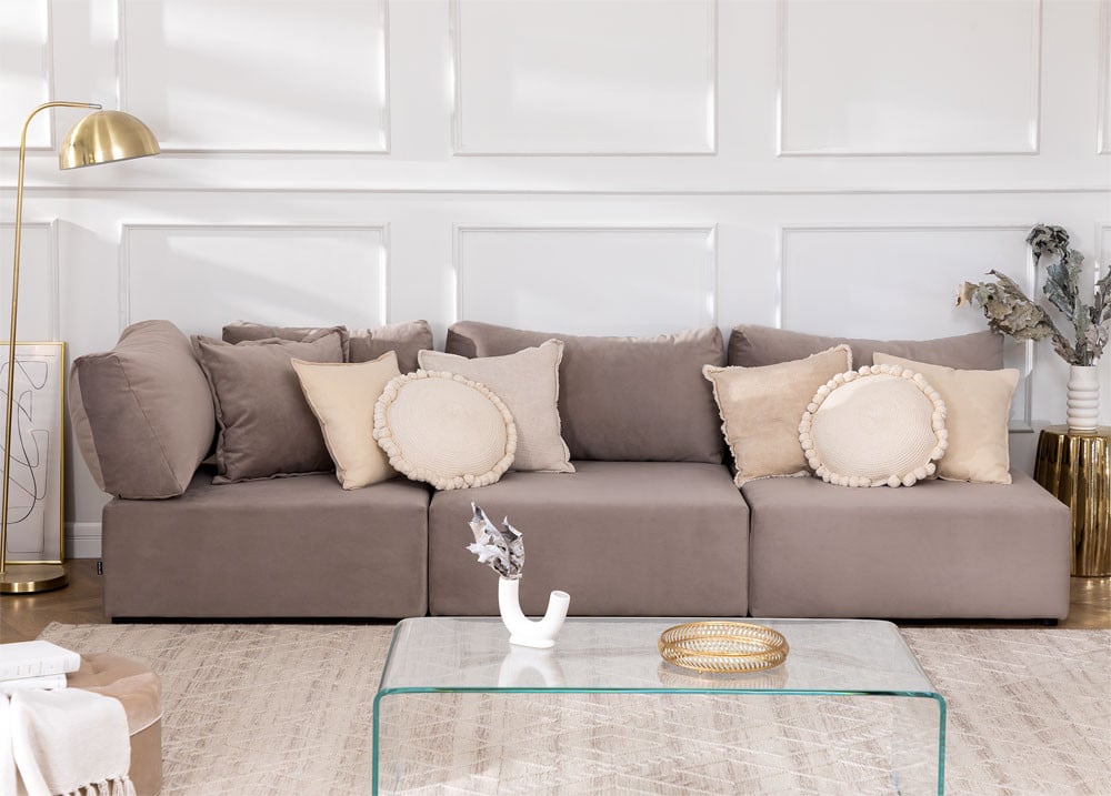 Kata 3 pcs velvet modular corner sofa , gallery image 1